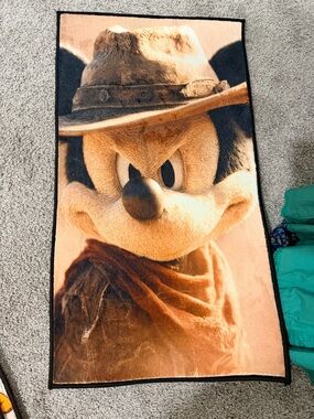 Mickey Mouse Western Print Plush Throw Blanket - Brown & Black